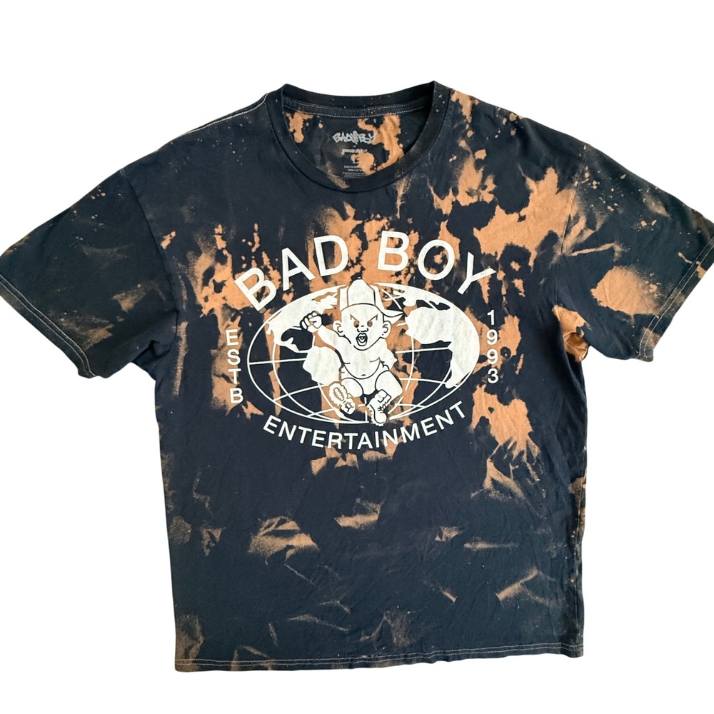 Bad Boy Entertainment Invisible Bully Bleached Tie Dye Hip-Hop‎ T-Shirt Mens L